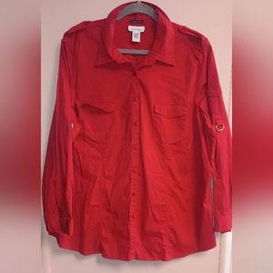 AVENUE 22/24 women's blouse red 🍒 long sleeve or buckle up.